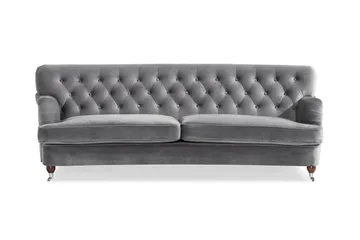 Howard Riviera 3-sits Svängd Sammetssoffa - Ljusgrå - Products - Möbler - Soffa - 3 sits soffa