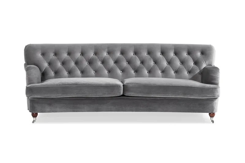 Howard Riviera 3-sits Svängd Sammetssoffa - Ljusgrå - Products - Möbler - Soffa - 3 sits soffa