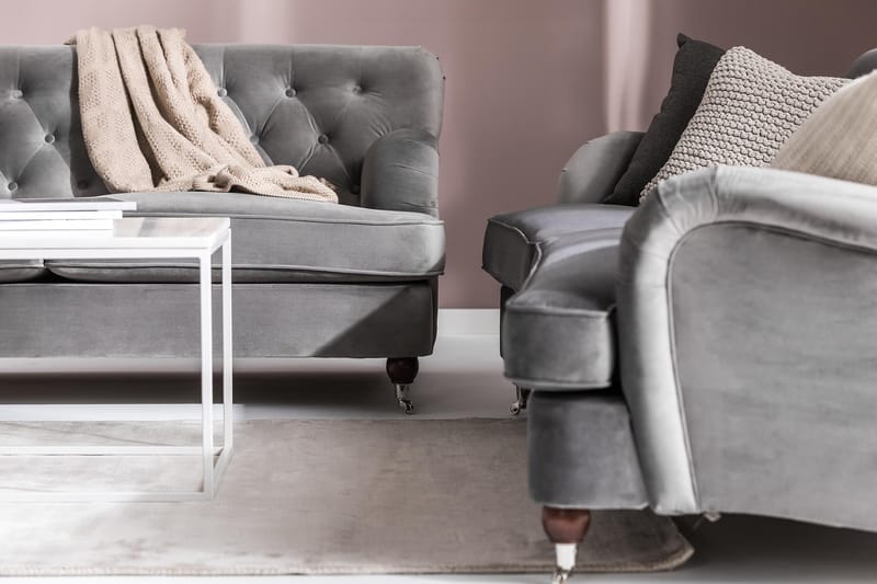 Howard Riviera 3-sits Svängd Sammetssoffa - Ljusgrå - Products - Möbler - Soffa - 3 sits soffa