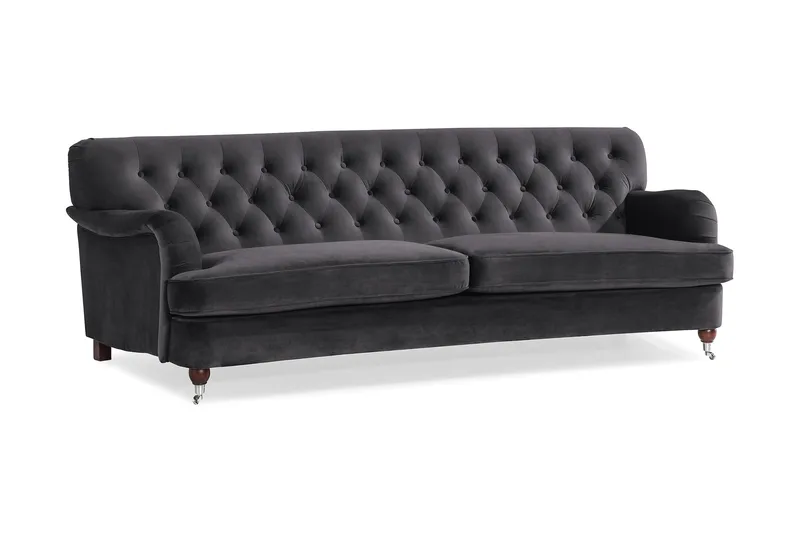 Howard Riviera 3-sits Svängd Sammetssoffa - Mörkgrå - Products - Möbler - Soffa - 3 sits soffa