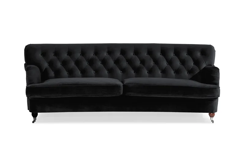 Howard Riviera 3-sits Svängd Sammetssoffa - Svart - Products - Möbler - Soffa - 3 sits soffa