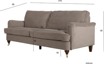 Howard Watford Deluxe 3-sits soffa - Ljusbrun manchester - Ljusbrun - Products - Möbler - Soffa - Howardsoffa