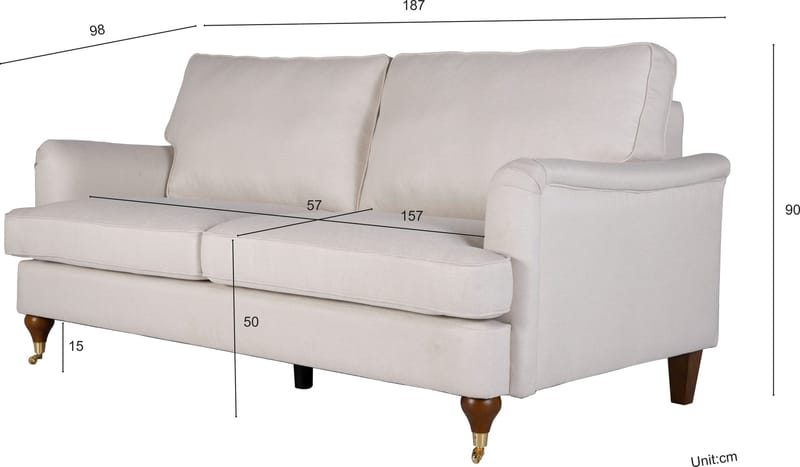 Howard Watford Deluxe soffa 2-sits - Beige tyg - Beige - Products - Möbler - Soffa - Howardsoffa