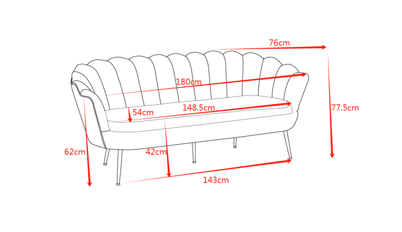 Kingsley 3-sits soffa - Grön sammet med mässings ben - Grön - Products - Möbler - Soffa - Sammetssoffa