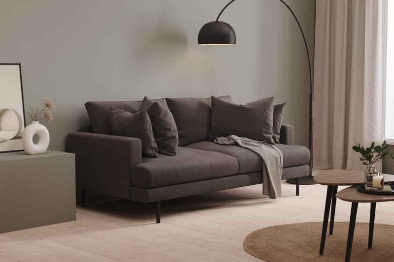 Menard 3-sits Djup Manchestersoffa - Mörkgrå - Products - Möbler - Soffa - 3 sits soffa