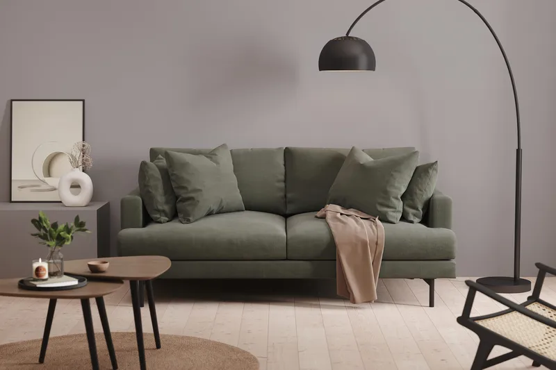 Menard 3-sits Djup Manchestersoffa - Mörkgrön - Products - Möbler - Soffa - 3 sits soffa