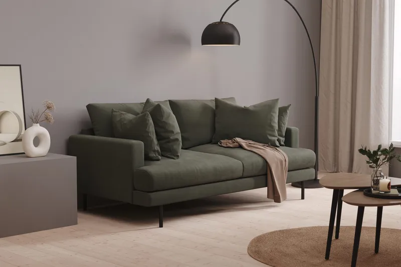 Menard 3-sits Djup Manchestersoffa - Mörkgrön - Products - Möbler - Soffa - 3 sits soffa