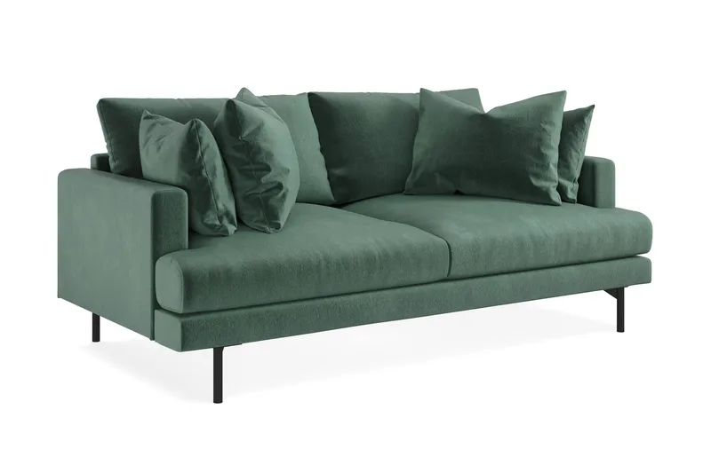 Menard 3-sits Djup Sammetssoffa - Mörkgrön - Products - Möbler - Soffa - 3 sits soffa