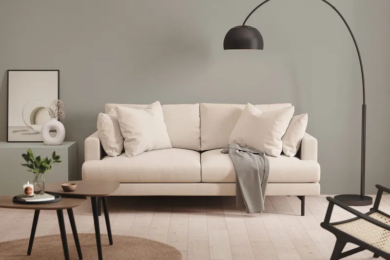 Menard 3-sits Djup Tygsoffa 205 cm bred - Beige - Products - Möbler - Soffa - 3 sits soffa