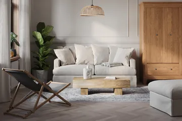 Menard 3-sits Djup Tygsoffa - Beige - Products - Möbler - Soffa - 3 sits soffa