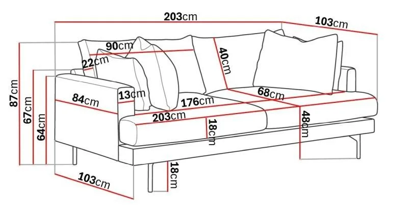Menard 3-sits Djup Tygsoffa - Brun - Products - Möbler - Soffa - 3 sits soffa