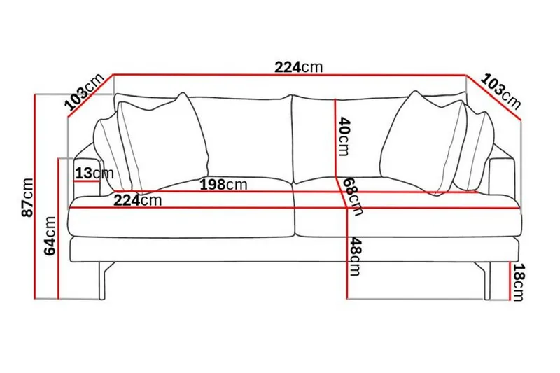 Menard 4-sits Djup Manchestersoffa - Mörkgrå - Products - Möbler - Soffa - 4 sits soffa