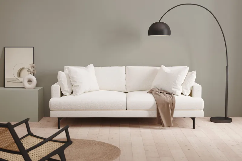Menard 4-sits Djup Soffa i Bouclé - Vit - Products - Möbler - Soffa - 4 sits soffa