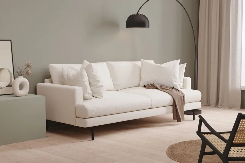 Menard 4-sits Djup Soffa i Bouclé - Vit - Products - Möbler - Soffa - 4 sits soffa