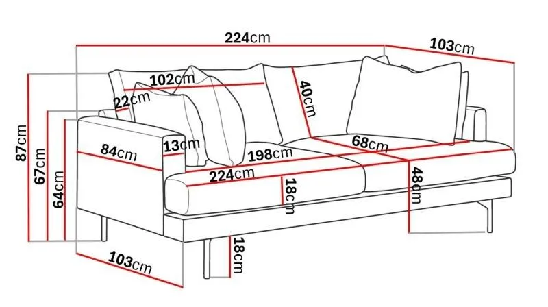 Menard 4-sits Djup Tygsoffa - Beige - Products - Möbler - Soffa - 4 sits soffa