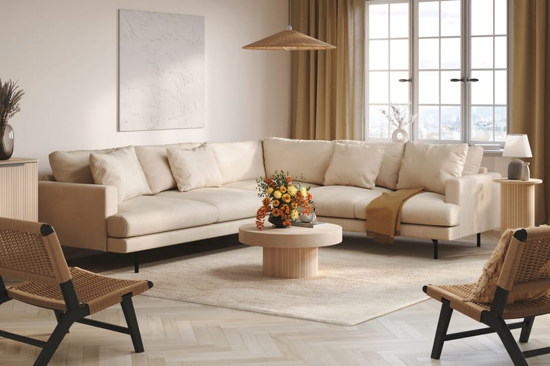 Menard 6-sits Högervänd L-formad Hörnsoffa i Manchester - Beige - Products - Möbler - Soffa - Hörnsoffa