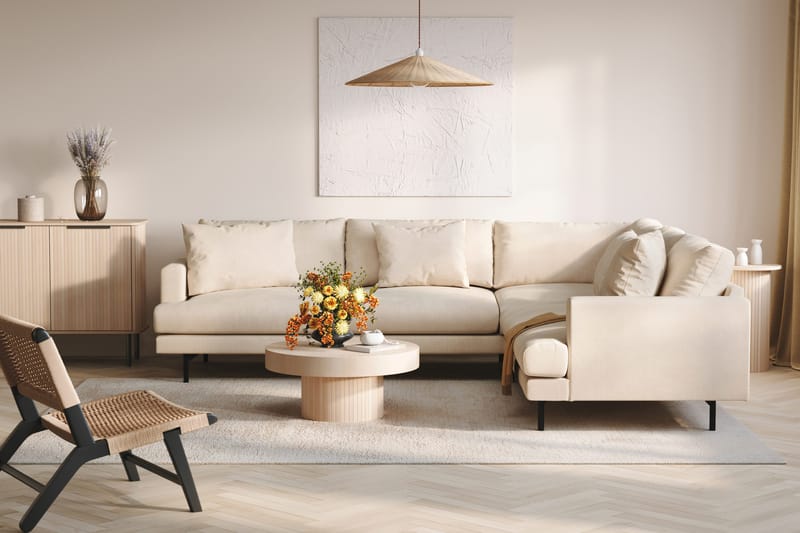Menard 6-sits Högervänd L-formad Hörnsoffa i Manchester - Beige - Products - Möbler - Soffa - Hörnsoffa