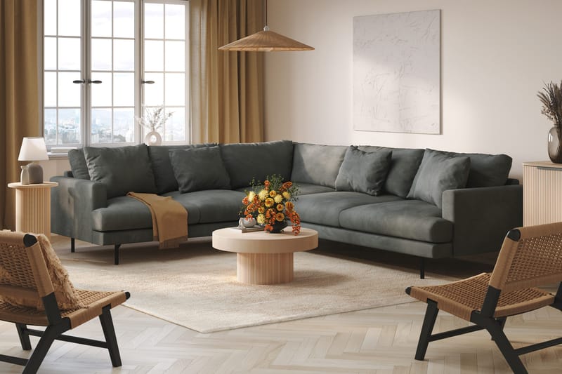 Menard 6-sits Vänstervänd L-formad Hörnsoffa i Manchester - Grå - Products - Möbler - Soffa - Hörnsoffa