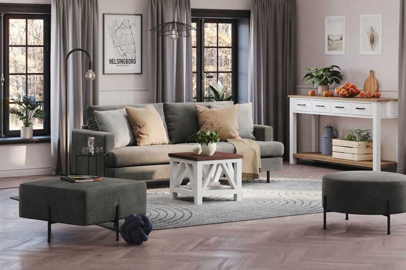 Menard Compact 3-sits Manchestersoffa - Grå - Products - Möbler - Soffa - 3 sits soffa