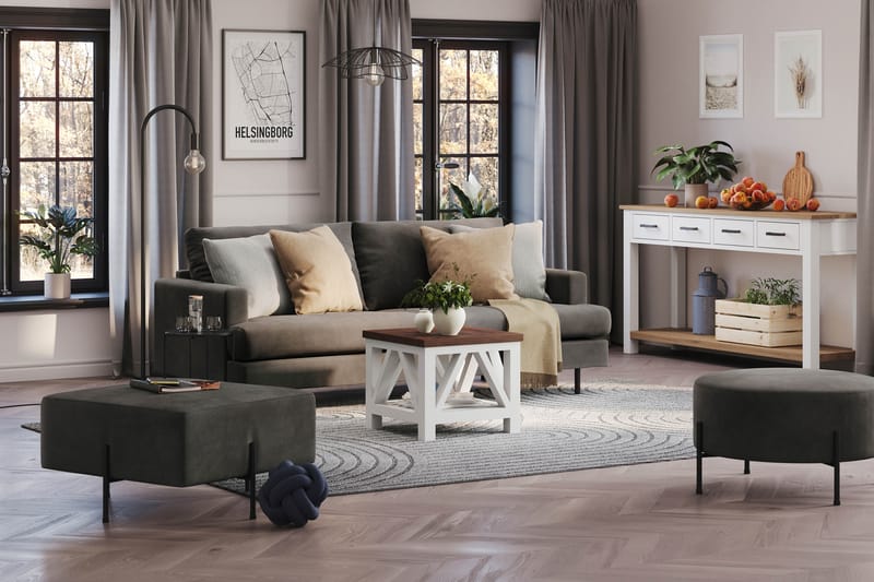 Menard Compact 3-sits Manchestersoffa - Mörkgrå - Products - Möbler - Soffa - 3 sits soffa