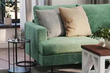 Menard Compact 3-sits Sammetssoffa - Mörkgrön - Products - Möbler - Soffa - 3 sits soffa