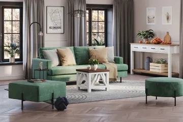 Menard Compact 3-sits Sammetssoffa - Mörkgrön - Products - Möbler - Soffa - 3 sits soffa