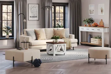 Menard Compact 3-sits Tygsoffa - Beige - Products - Möbler - Soffa - 3 sits soffa