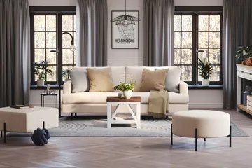 Menard Compact 3-sits Tygsoffa - Beige - Products - Möbler - Soffa - 3 sits soffa