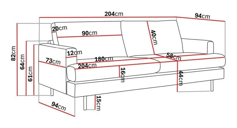Menard Compact 3-sits Tygsoffa - Ljusgrå - Products - Möbler - Soffa - 3 sits soffa