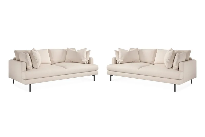 Menard Soffgrupp 4-sits + 4-sits Djup Tygsoffa 225 cm bred - Beige - Products - Möbler - Soffa - Soffgrupp