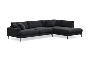 Menard Premium 5-sits Högervänd L-formad Djup Schäslongsoffa i Chenille - Svartt - Products - Möbler - Soffa - Divansoffa & schäslongsoffa
