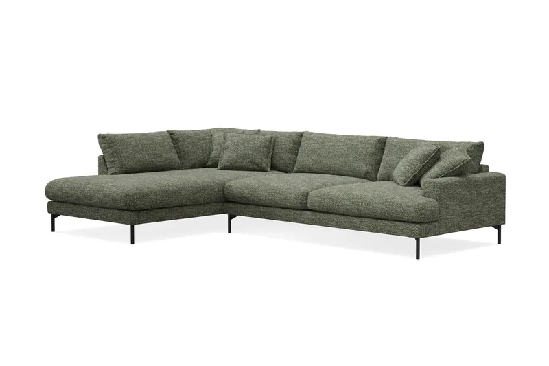 Menard Premium 5-sits Vänstervänd L-formad Djup Schäslongsoffa i Chenille - Grön - Products - Möbler - Soffa - Divansoffa & schäslongsoffa
