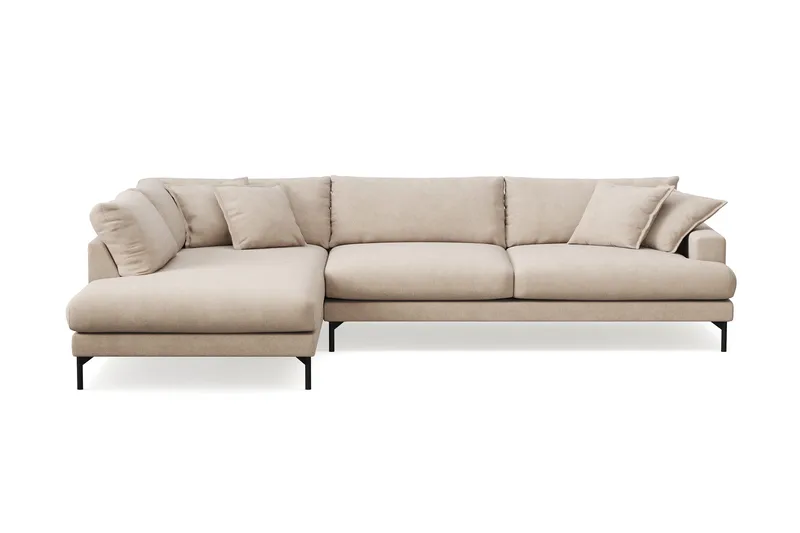 Menard Premium 5-sits Vänstervänd L-formad Djup Schäslongsoffa i Tyg - Beige - Products - Möbler - Soffa - Divansoffa & schäslongsoffa