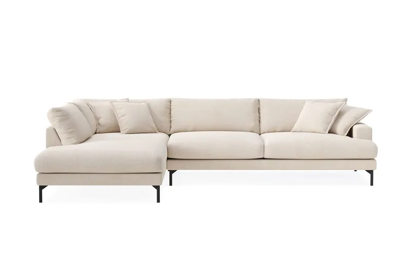 Menard Premium 5-sits Vänstervänd L-formad Djup Schäslongsoffa i Chenille - Ljusbeige - Products - Möbler - Soffa - Divansoffa & schäslongsoffa