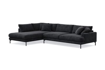 Menard Premium 5-sits Vänstervänd L-formad Djup Schäslongsoffa i Chenille - Svartt - Products - Möbler - Soffa - Divansoffa & schäslongsoffa