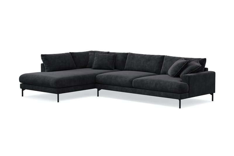 Menard Premium 5-sits Vänstervänd L-formad Djup Schäslongsoffa i Chenille - Svartt - Products - Möbler - Soffa - Divansoffa & schäslongsoffa