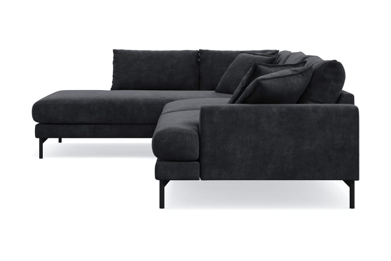 Menard Premium 5-sits Vänstervänd L-formad Djup Schäslongsoffa i Chenille - Svartt - Products - Möbler - Soffa - Divansoffa & schäslongsoffa
