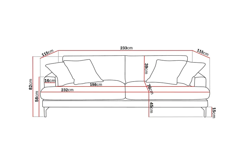 Menard Premium 4-sits Djup Soffa i Chenille - Ljusbeige - Products - Möbler - Soffa - 4 sits soffa