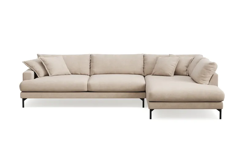 Menard Premium 5-sits Högervänd L-formad Djup Schäslongsoffa i Tyg - Beige - Products - Möbler - Soffa - Divansoffa & schäslongsoffa