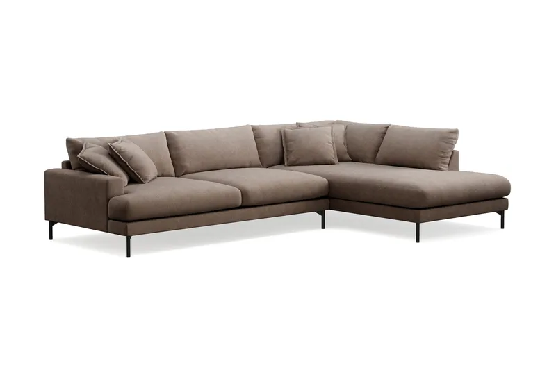 Menard Premium 5-sits Högervänd L-formad Djup Schäslongsoffa i Tyg - Brun - Products - Möbler - Soffa - Divansoffa & schäslongsoffa