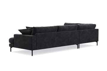 Menard Premium 5-sits Vänstervänd L-formad Djup Schäslongsoffa i Chenille - Svartt - Products - Möbler - Soffa - Divansoffa & schäslongsoffa