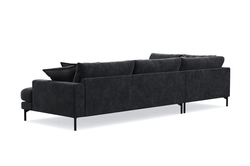 Menard Premium 5-sits Vänstervänd L-formad Djup Schäslongsoffa i Chenille - Svartt - Products - Möbler - Soffa - Divansoffa & schäslongsoffa