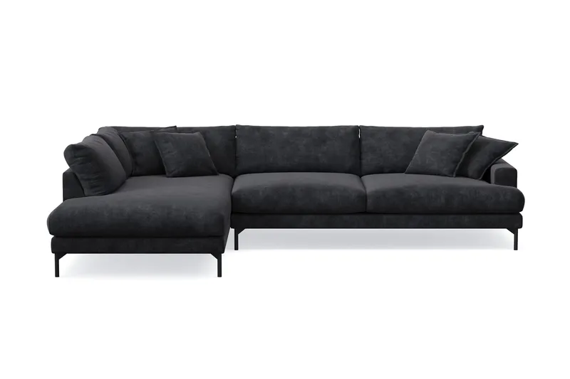 Menard Premium 5-sits Vänstervänd L-formad Djup Schäslongsoffa i Chenille - Svartt - Products - Möbler - Soffa - Divansoffa & schäslongsoffa