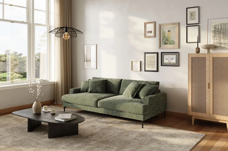 Menard Premium 4-sits Djup Soffa i Chenille - Grön - Products - Möbler - Soffa - 4 sits soffa