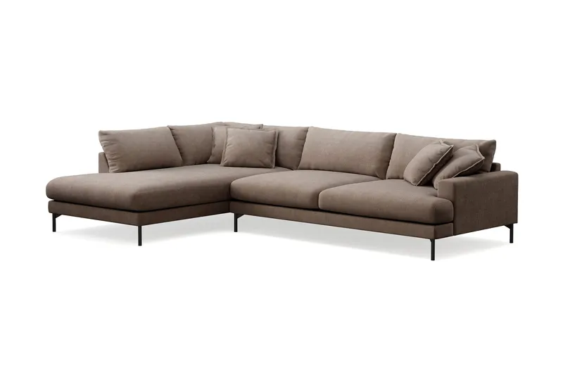 Menard Premium 5-sits Vänstervänd L-formad Djup Schäslongsoffa i Tyg - Brun - Products - Möbler - Soffa - Divansoffa & schäslongsoffa