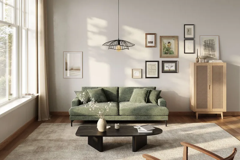 Menard Premium 4-sits Djup Soffa i Chenille - Grön - Products - Möbler - Soffa - 4 sits soffa