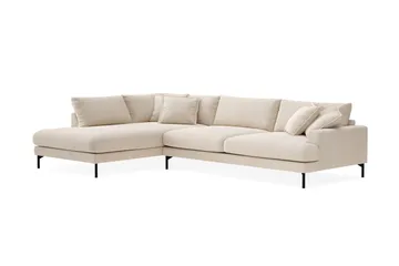 Menard Premium 5-sits Vänstervänd L-formad Djup Schäslongsoffa i Chenille - Ljusbeige - Products - Möbler - Soffa - Divansoffa & schäslongsoffa