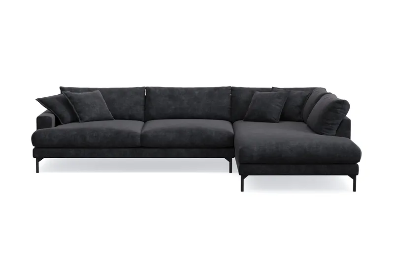 Menard Premium 5-sits Högervänd L-formad Djup Schäslongsoffa i Chenille - Svartt - Products - Möbler - Soffa - Divansoffa & schäslongsoffa