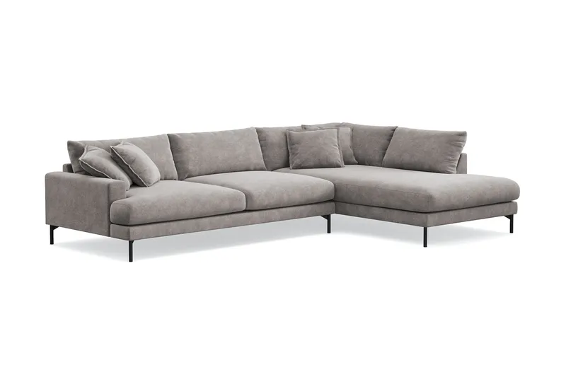 Menard Premium 5-sits Högervänd L-formad Djup Schäslongsoffa i Chenille - Grå/Brun - Products - Möbler - Soffa - Divansoffa & schäslongsoffa