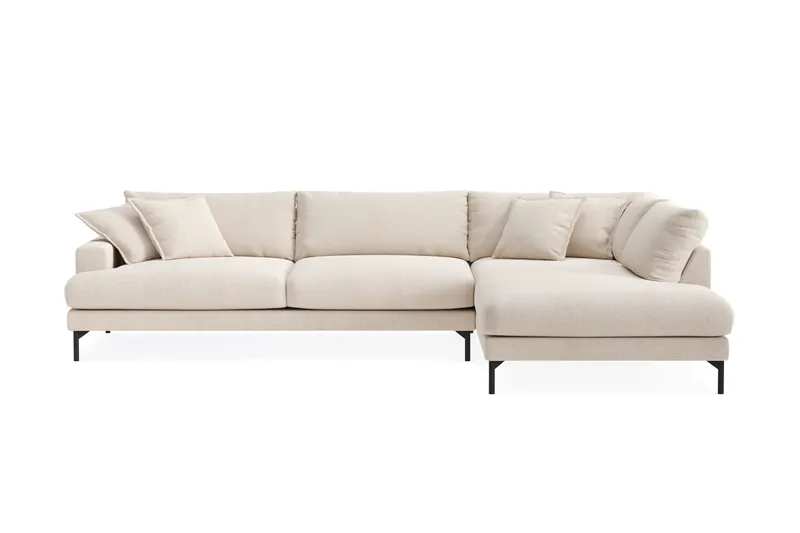 Menard Premium 5-sits Högervänd L-formad Djup Schäslongsoffa i Chenille - Ljusbeige - Products - Möbler - Soffa - Divansoffa & schäslongsoffa